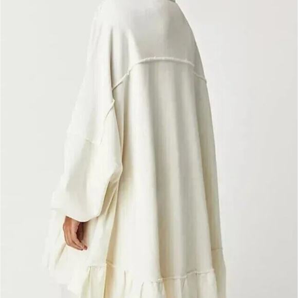 Free People white layered ruffle sweatshirt shacket - Picture 7 of 7